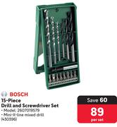 Bosch 15-Piece Drill And Screwdriver Set 2607019579-Per Set