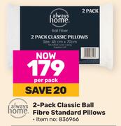 Always Home 2-Pack Classic Ball Fibre Standard Pillows-Per Pack