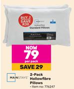 Mainstays 2-Pack Hollowfibre Pillows-Per Pack