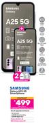 2 x Samsung Galaxy A25 5G Smartphone-On 1.3GB Red Top Up Core More Data + On Promo 80
