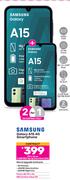 2 x Samsung Galaxy A15 4G Smartphone-On 1.3GB Red Top Up Core More Data + On Promo 80