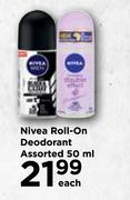 Nivea Roll On Deodorant Assorted-50ml Each