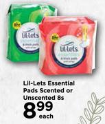 Lil-Lets Essential Pads Scented Or Unscented-8s Each