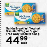 Gullon Breakfast Yoghurt Biscuits 220g Or Suagr Free Oaty Biscuits 410g-Each