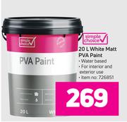 Simple Choice White Matt PVA Paint-20L
