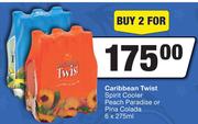 Caribbean Twist Spirit Cooler Peach Paradise Or Pina Colada-For 2 x 6 x 275ml