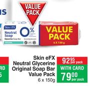 Skin eFX Neutral Glycerine Original Soap Bar Value Pack-6 x 150g Per Pack