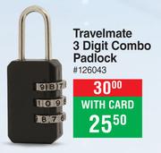 Travelmate 3 Digit Combo Padlock
