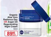 Nivea Organic Aloe Vera Radiance Day Or Argan Oil Regenerating Night Cream-50ml Each