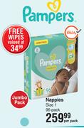 Pampers Nappies Jumbo Pack Size 1 96 Pack-Per Pack