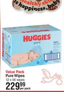 Huggies Pure Wipes 12 x 56 Wipes-Per Pack