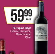 Porcupine Ridge Cabernet Sauvignon, Merlot Or Syrah-750ml Each