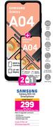 2 x Samsung Galaxy A04 4G Smartphone-On 1.2GB Red Top Up Core More Data + On Promo 75
