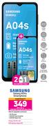 2 x Samsung Galaxy A04s Smartphone-On 1.2GB Red Top Up Core More Data + On Promo 75