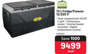 Camp Master 75Ltr Fridge/Freezer 12/220v