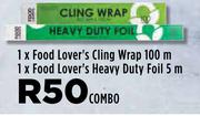 1 x Food Lover's Cling Wrap 100m, 1 x Food Lover's Heavy Duty Foil 5m-Combo