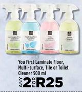 You First Laminate Floor, Multi Surface, Tile Or Toilet Cleaner-For 2 x 500ml
