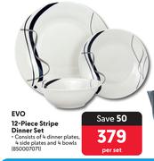 Evo 12-Piece Stripe Dinner Set 850007071-Per Set