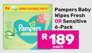 Pampers Baby Wipes Fresh Or Sensitive 6 Pack-Each