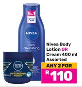 Nivea Body Lotion Or Cream Assorted-For 2 x 400ml