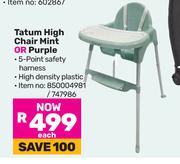 Little One Tatum High Chair Mint Or Purple
