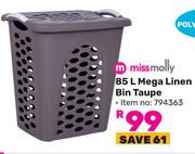 Miss Molly 85L Mega Linen Bin Taupe