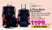 Mainstays 4 Piece Black Travel Set-Per Set