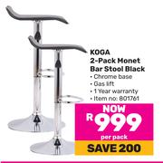 Koga 2-Pack Monet Bar Stool (Black)-Per Pack