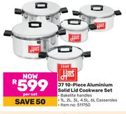 Hart J7 10 Piece Aluminium Solid Lid Cookware Set-Per Set