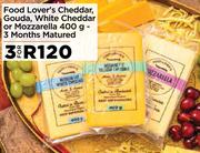 Food Lover's Cheddar, Gouda, White Cheddar Or Mozzarella-For 3 x 400g