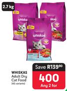 Whiskas Adult Dry Cat Food-For 2 x 2.7Kg