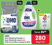 Omo Auto Washing Powder 4Kg Or Auto Washing Liquid 3L Plus Comfort 400ml-For Any 2