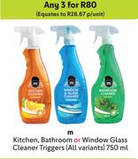 M Kitchen, Bathroom Or Window Glass Cleaner Triggers(All Variants)-For Any 3 x 750ml
