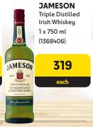 Jameson Triple Distilled Irish Whisky-750ml Each