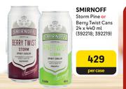 Smirnoff Storm Pine Or Berry Twist Cans-24 x 440ml Per Case