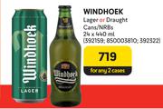 Windhoek Lager Or Draught Cans/NRBs-For 2 x 24 x 440ml