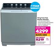 Defy Twin Tub Washer Metallic-15kg