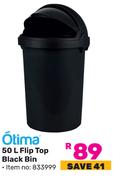 Otima 50L Flip Top Black Bin