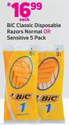 BIC Classic Disposable Razors (Normal Or Sensitive)-5 Pack Each