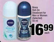 Nivea Roll-On Deodorant For Men Or Women-50ml Each