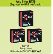 Kotex Panty Liners (All Variants)-For Any 3 x 88/100's Pack