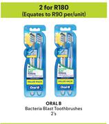 Oral B Bacteria Blast Toothbrushes-For 2 x 2's Pack