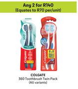 Colgate 360 Toothbrush Twin Pack (All Variants)-For Any 2