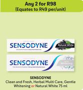 Sensodyne Clean And Fresh, Herbal Multi Care, Gentle Whitening Or Natural White-For Any 2 x 75ml