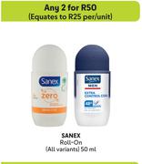 Sanex Roll-On (All Variants)-For Any 2 x 50ml