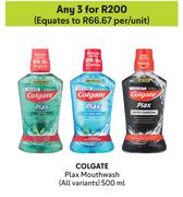 Colgate Plax Mouthwash (All Variants)-For Any 3 x 500ml