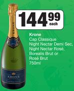 Krone Cap Classique Night Nectar Demi Sec, Night Nectar Rose, Borealis Brut Or Rose Brut-750ml Each