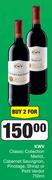 KWV Classic Collection Merlot, Cabernet Sauvignon, Pinotage, Shiraz Or Petit Verdot-For Any 2 x 750m