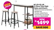 Koga 3 Piece Tate High Table & Chairs