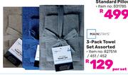 Mainstays 3 Pack Towel Set Assorted-Per Set